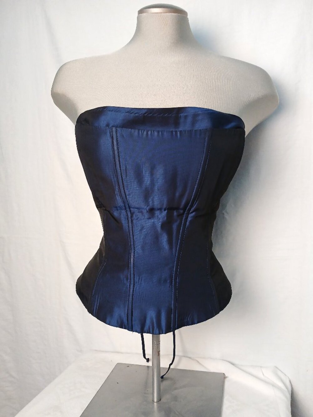 Blue Taffeta Corset w zipper closure